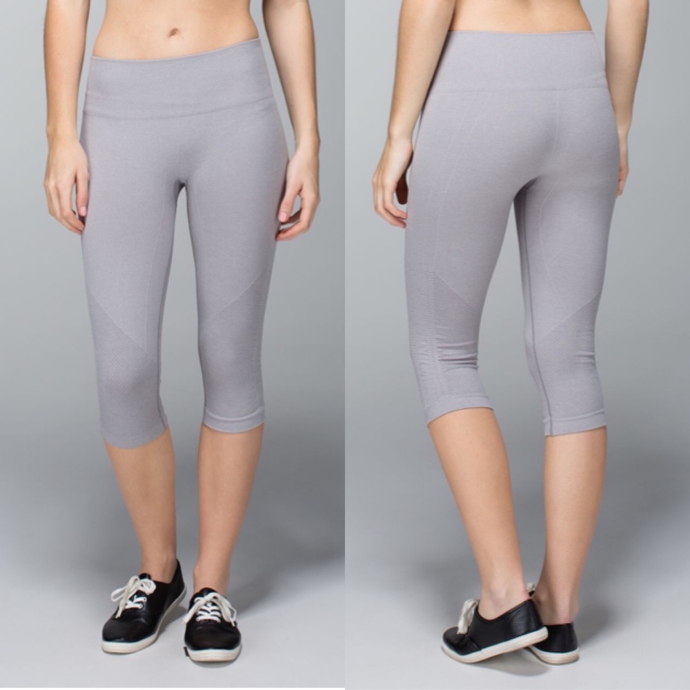 Lululemon In the Flow Crop Light Grey Ruched Sides
